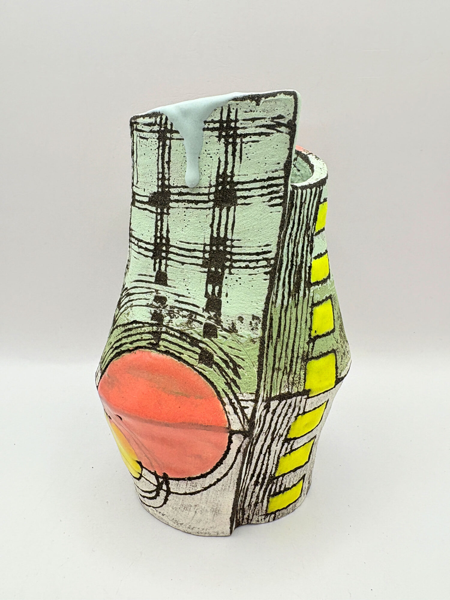 Green vessel with yellow